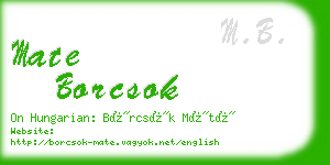 mate borcsok business card